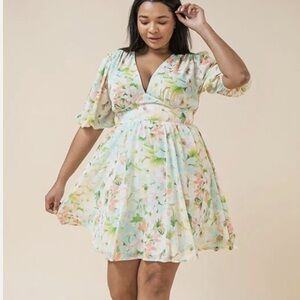 Lovecollette Sophia Floral V Neck Flow Spring Multicolor Women’s Dress Sz Large